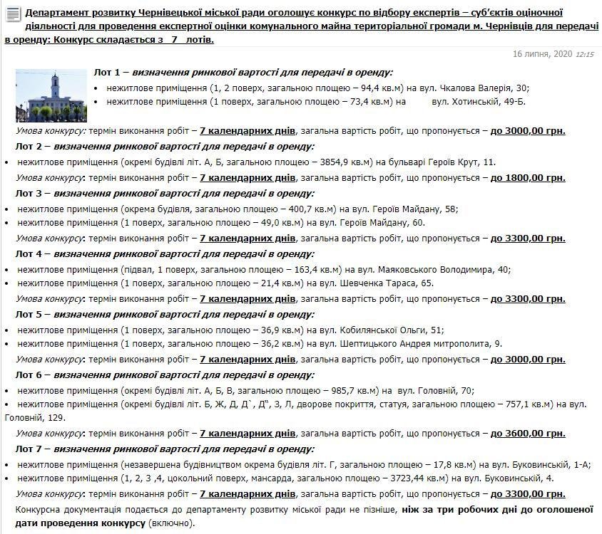 Скріншот: Чернівецька міськрада