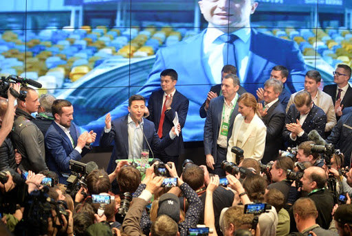 ЗеКоманда під час оголошення результатів виборів 2019 року ЗеКоманда під час оголошення результатів виборів 2019 року, фото з відкритих джерел