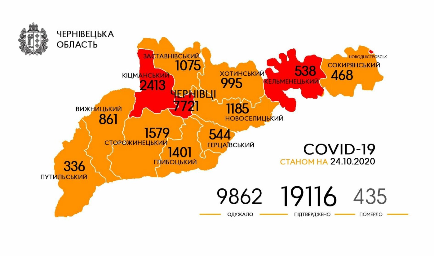 Географія поширення коронавірусу Географія поширення коронавірусу, Чернівецька ОДА